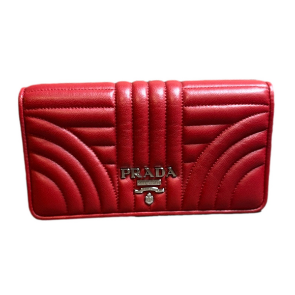 Prada Red Leather Diagram Wallet on Chain - Picture 3 of 9